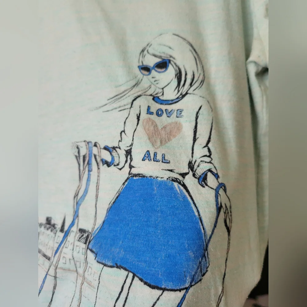 Justice Mint Green Tee with Blue Accent